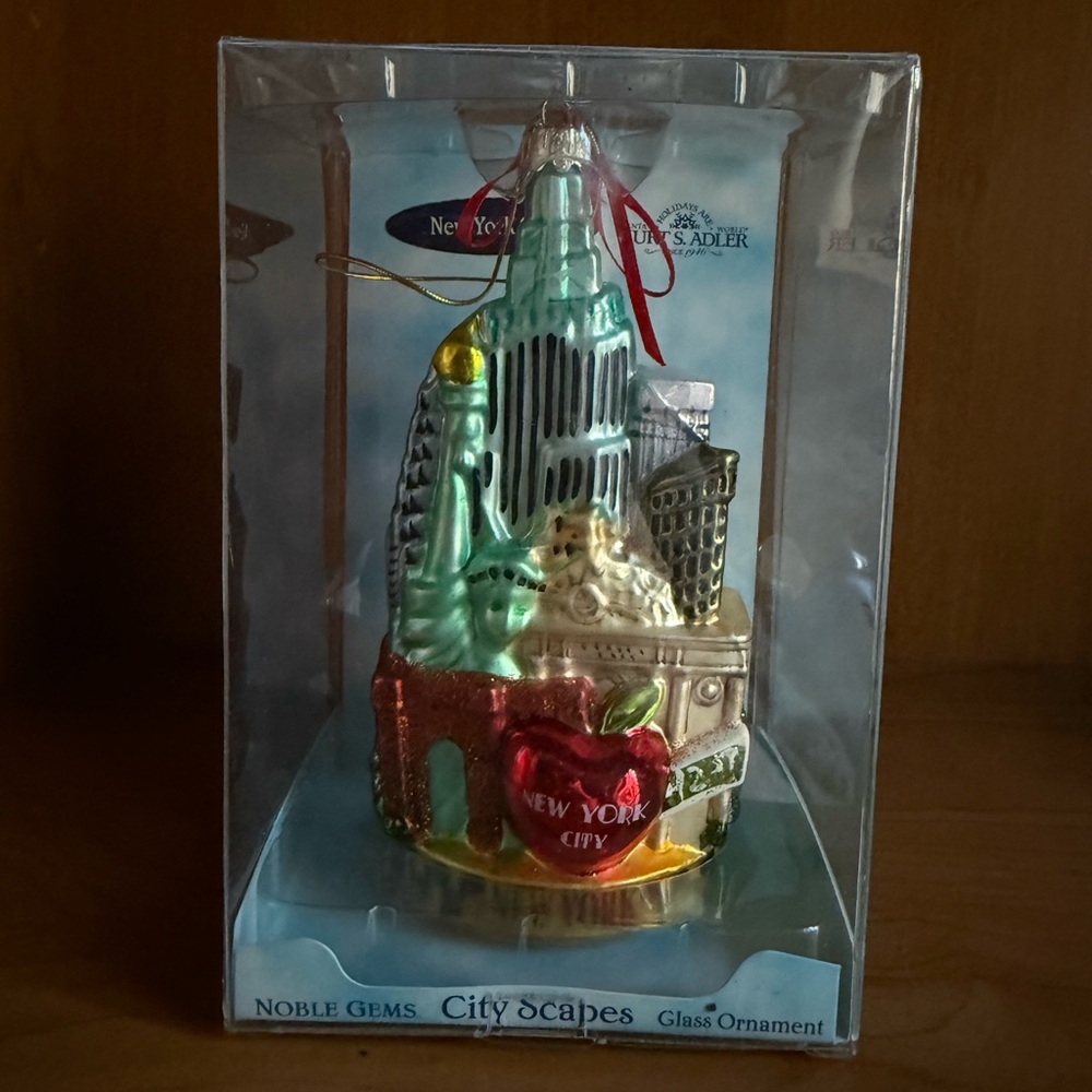 Kurt Adler Cityscape Glass Ornament‎ - Green, Red, Gold